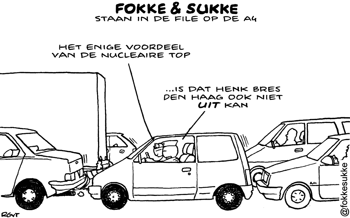 F&S staan in de file op de A4 (NRC, ma, 24-03-14)