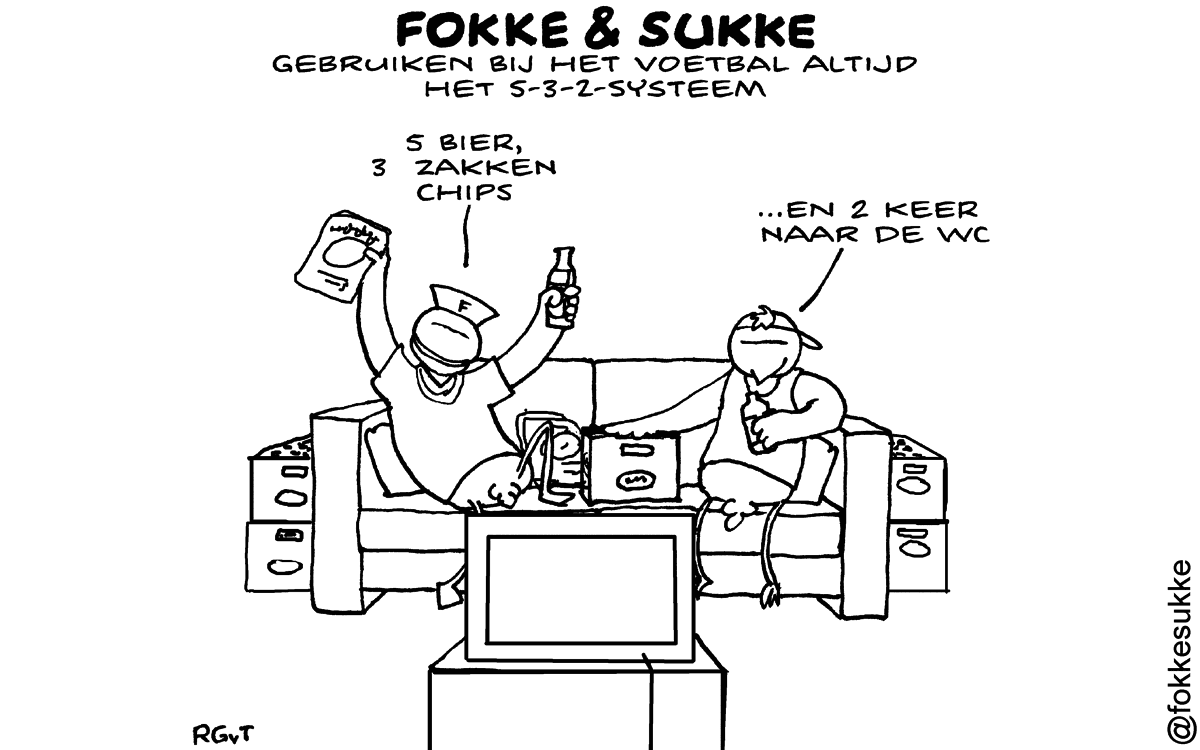 F&S gebruiken bij het voetbal altijd het 5-3-2-systeem (NRC, di, 20-05-14)