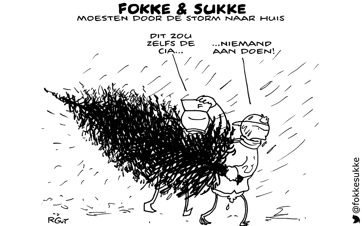 F&S moesten door de storm naar huis (NRC, za, 13-12-14)