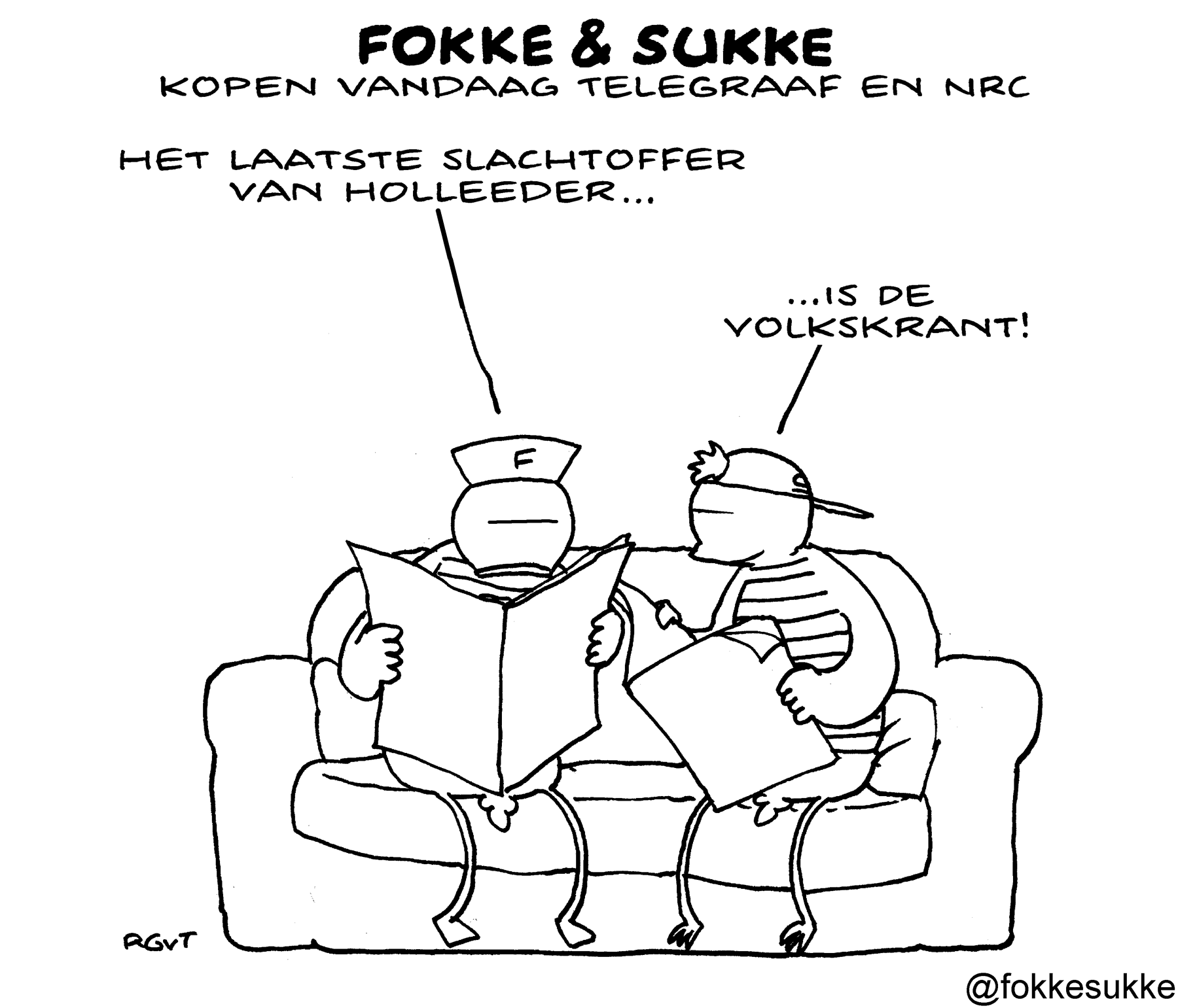 F&S kopen vandaag Telegraaf en NRC (Twitter @fokkesukke, di, 24-03-15)