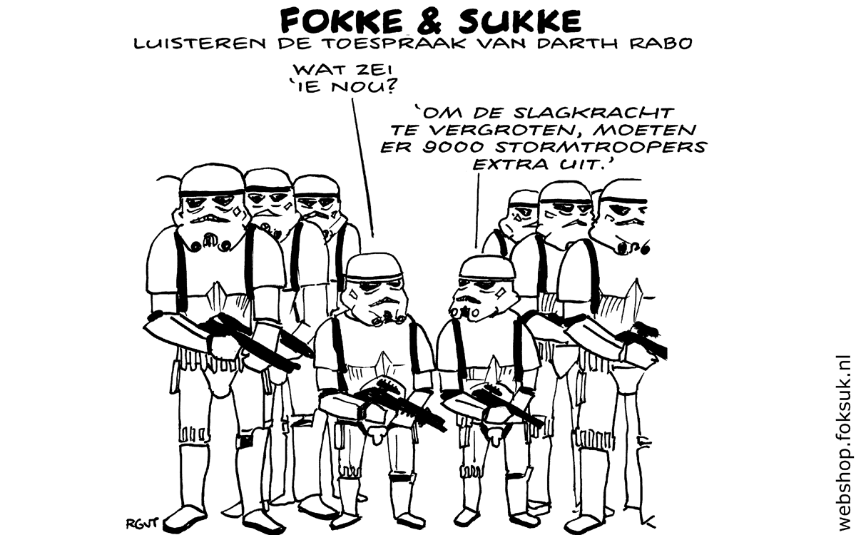 F&S luisteren de toespraak van Darth Rabo (NRC, di, 15-12-15)