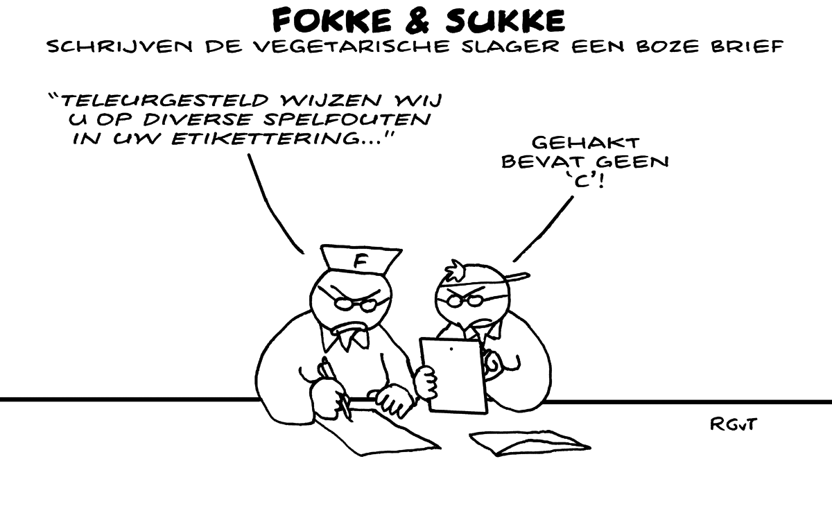 F&S schrijven de vegetarische slager een boze brief (NRC, vr, 13-10-17)