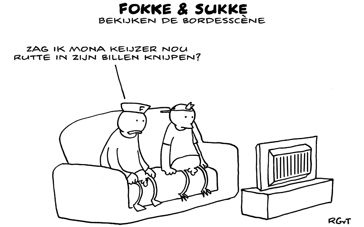 F&S bekijken de bordesscène (NRC, do, 26-10-17)