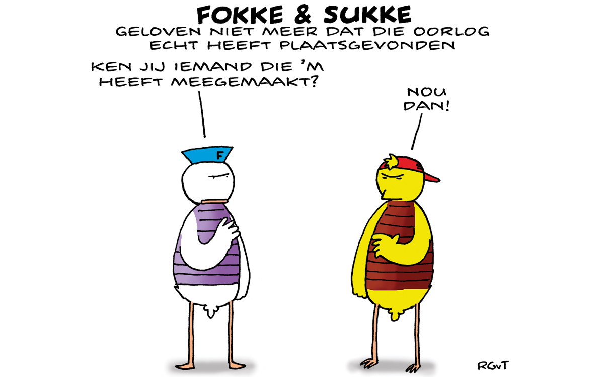 F&S geloven niet meer dat die oorlog echt heeft plaatsgevonden  (NRC, vr, 05-05-23)