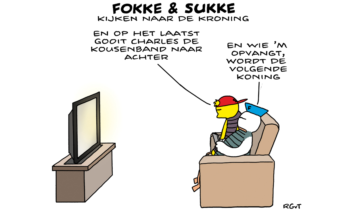 F&S kijken naar de kroning (NRC, za, 06-05-23)