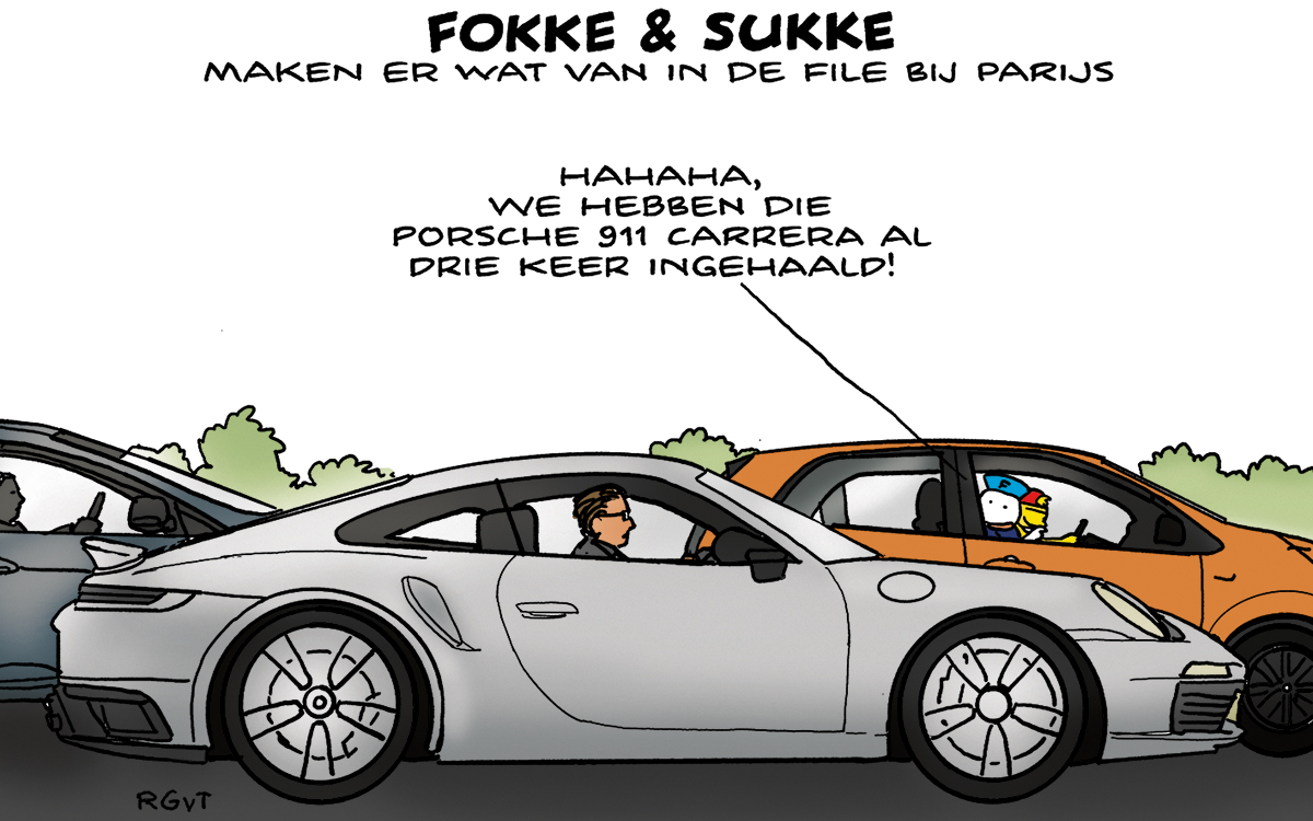 F&S maken er wat van in de file bij Parijs (NRC, za, 29-07-23)