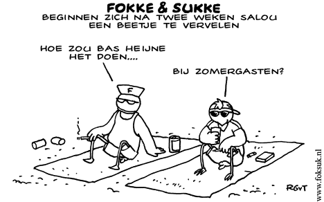 F&S beginnen zich na 2 weken Salou een beetje te vervelen (NRC, do, 07-08-08)