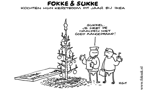 F&S hebben hun kerstbom dit jaar bij Ikea gekocht (NRC, za, 20-12-08)
