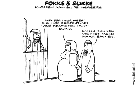 F&S kloppen aan bij de herberg (NRC, wo, 24-12-08)