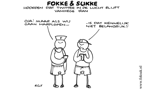 F&S hoorden dat twitter in de lucht blijft vanwege Iran (NRC, di, 16-06-09)