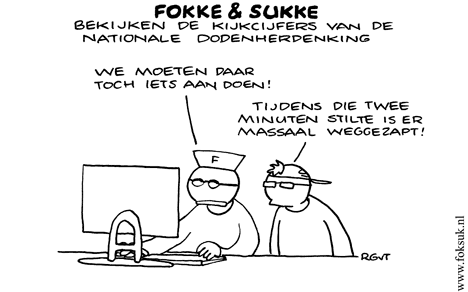 F&S bekijken de kijkcijfers van de nationale dodenherdenking (NRC, do, 05-05-11)