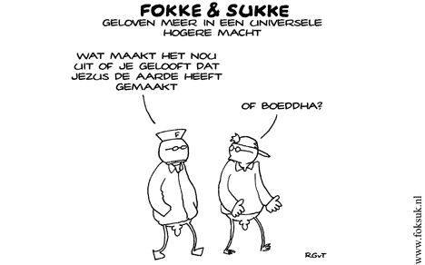 F&S geloven meer in een universele hogere macht (NRC, za, 21-05-11)