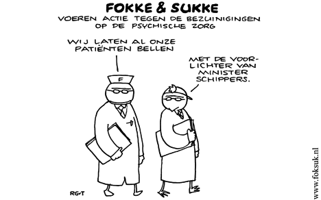 F&S voeren actie tegen de bezuinigingen op de psychische zorg (NRC, wo, 29-06-11)